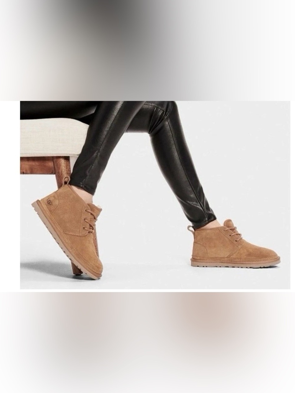 UGG Neumel Boots Chestnut Suede Chukka Lace Up Women’s 10 Shearling Soft Cozy
